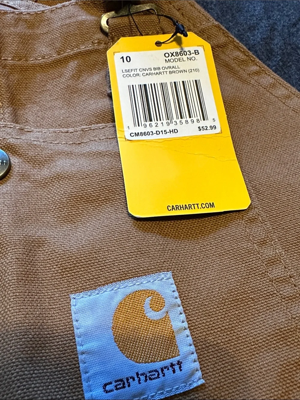 Carhartt Brown Loose Fit Canvas Bib Overalls